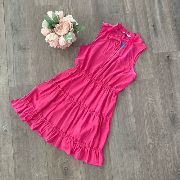 New Cupshe Pink Tiered Sleeveless Tie Dress - Picture 2 of 6